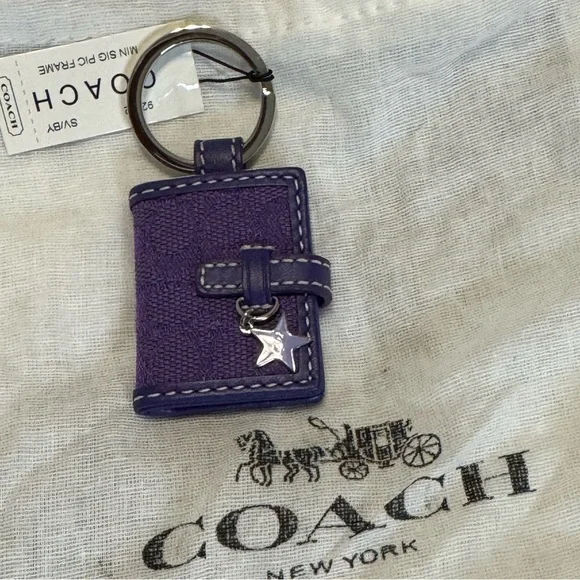 Coach - Mini Signature Picture Frame Key Chain - NWT Purple